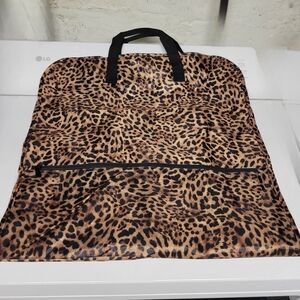 CHICO'S LEOPARD TRAVEL GARMENT BAG FUL ZIP ANIMAL PRINT NYLON